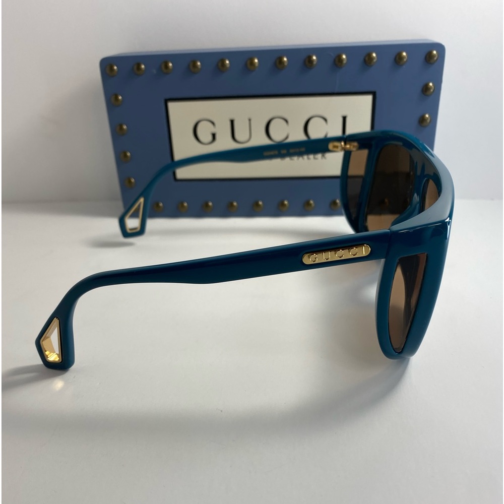 New  Gucci Women GG0468S-30006410005 Fashion 57mm Light Blue Sunglasses - Picture 7 of 12
